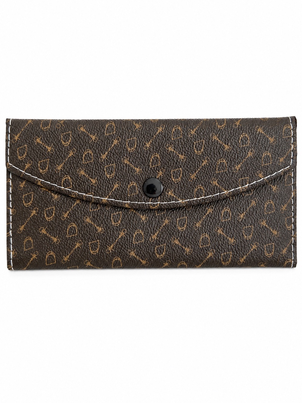 Brown Patterned Snap Fold Wallet